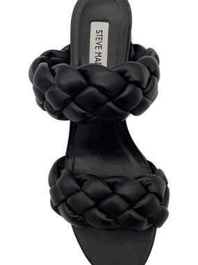 Steve Madden| ‘Kenley’ Black Braided Double-Strap 2” Block Heel Sandal Sz 8